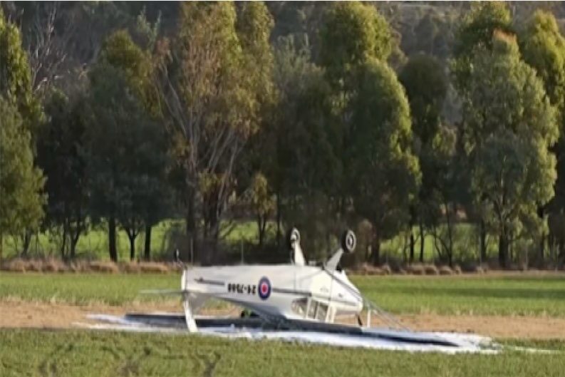 Pilot survives flipped plane crash